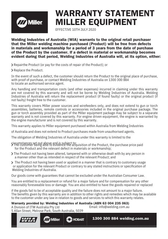 miller-equipment-warranty-statement